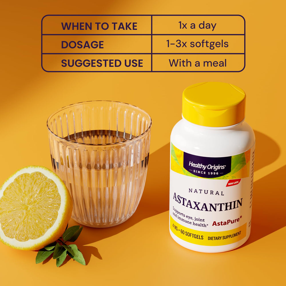Healthy Origins Astaxanthin product scene on shelf conveys quality