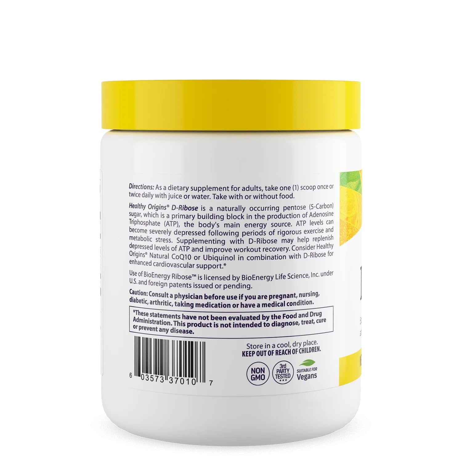 Healthy Origins D-Ribose Powder gluten-free badge signals suitability for sensitive diets