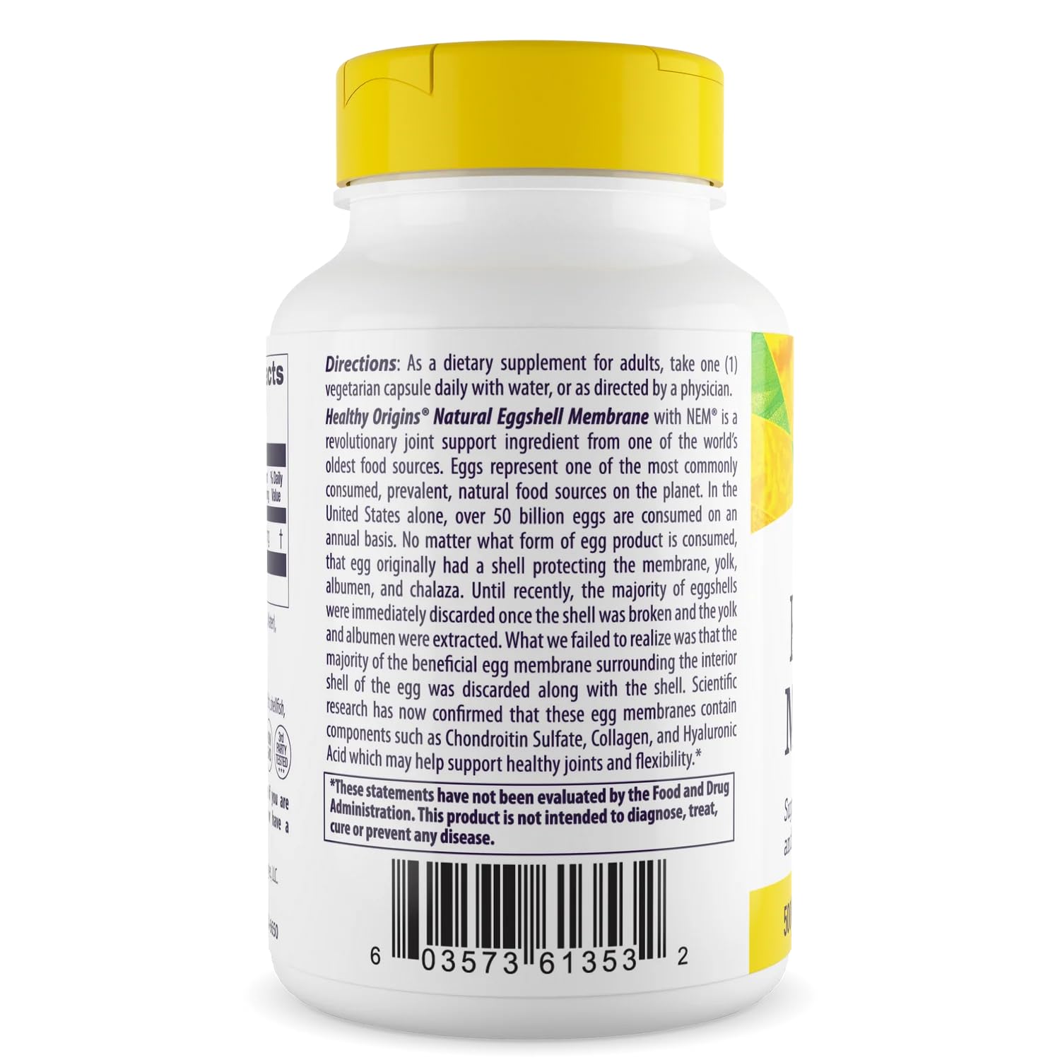 Supplement facts panel visible on the label