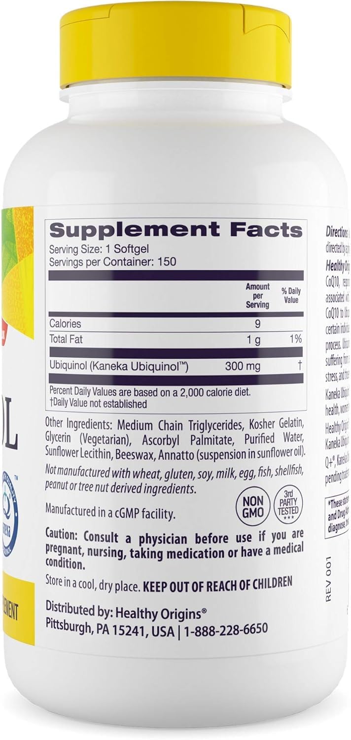 Healthy Origins gluten-free and non-GMO label indicating clean ingredients.