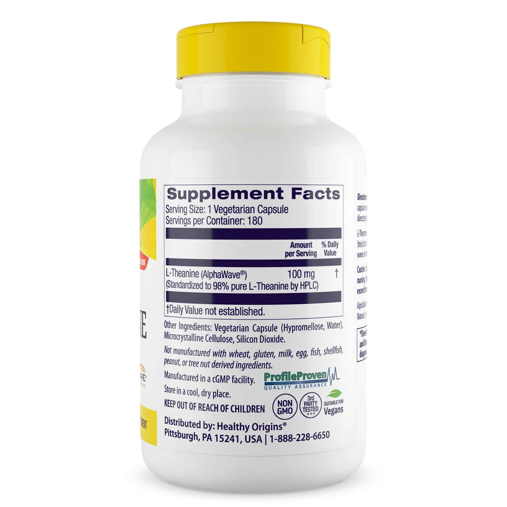 Ingredients list for Healthy Origins L-Theanine 100 mg