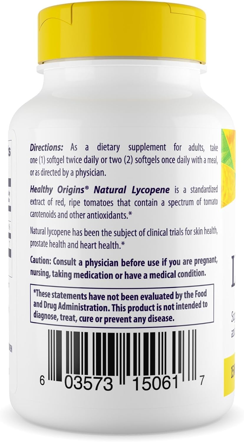 Close-up of Lycopene 15 mg softgels in bottle