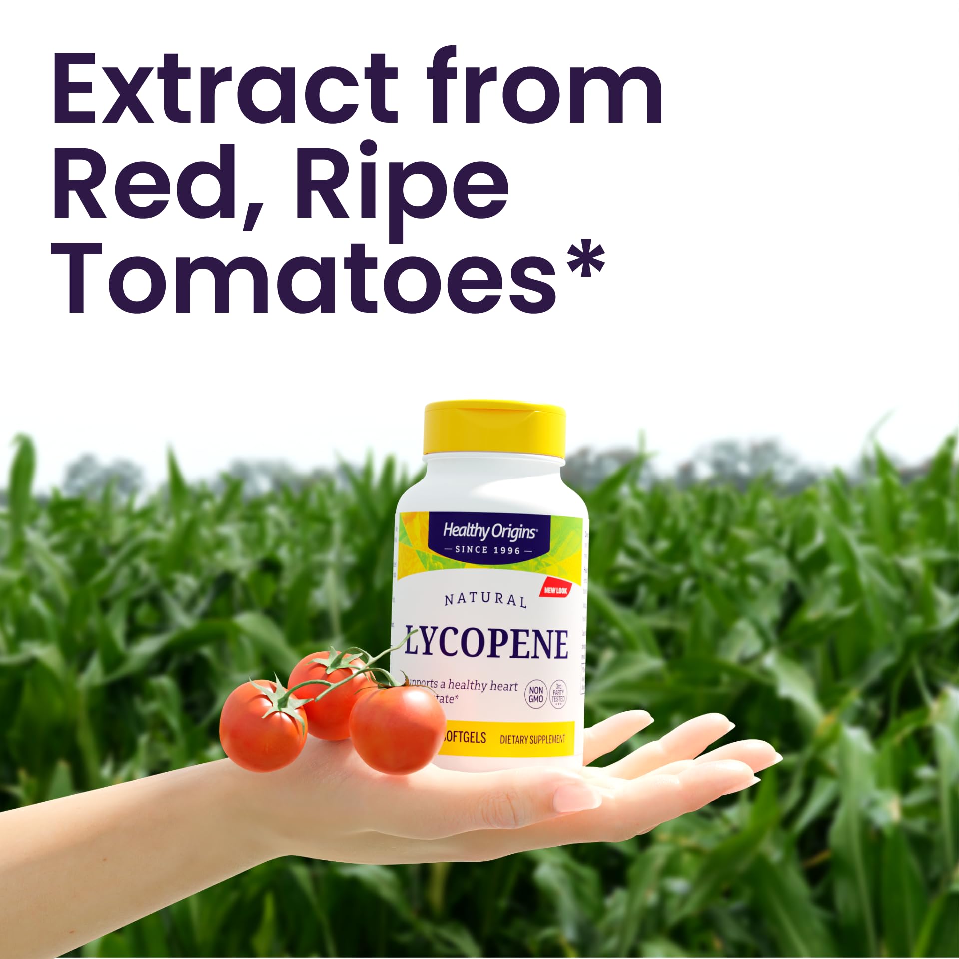 Product label showing 15 mg Lycopene per softgel