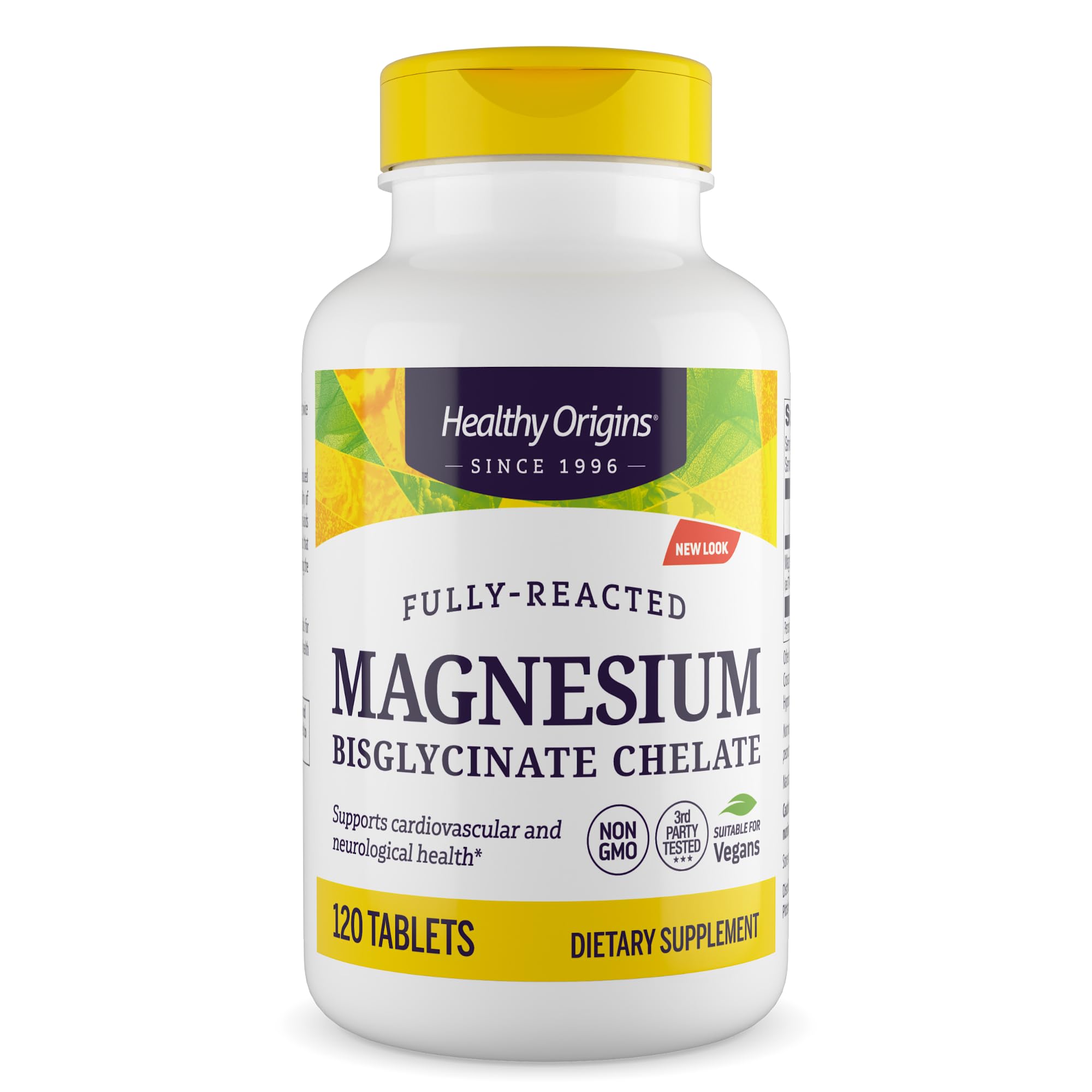 Healthy Origins Magnesium Bisglycinate Chelate 120 tablets front view