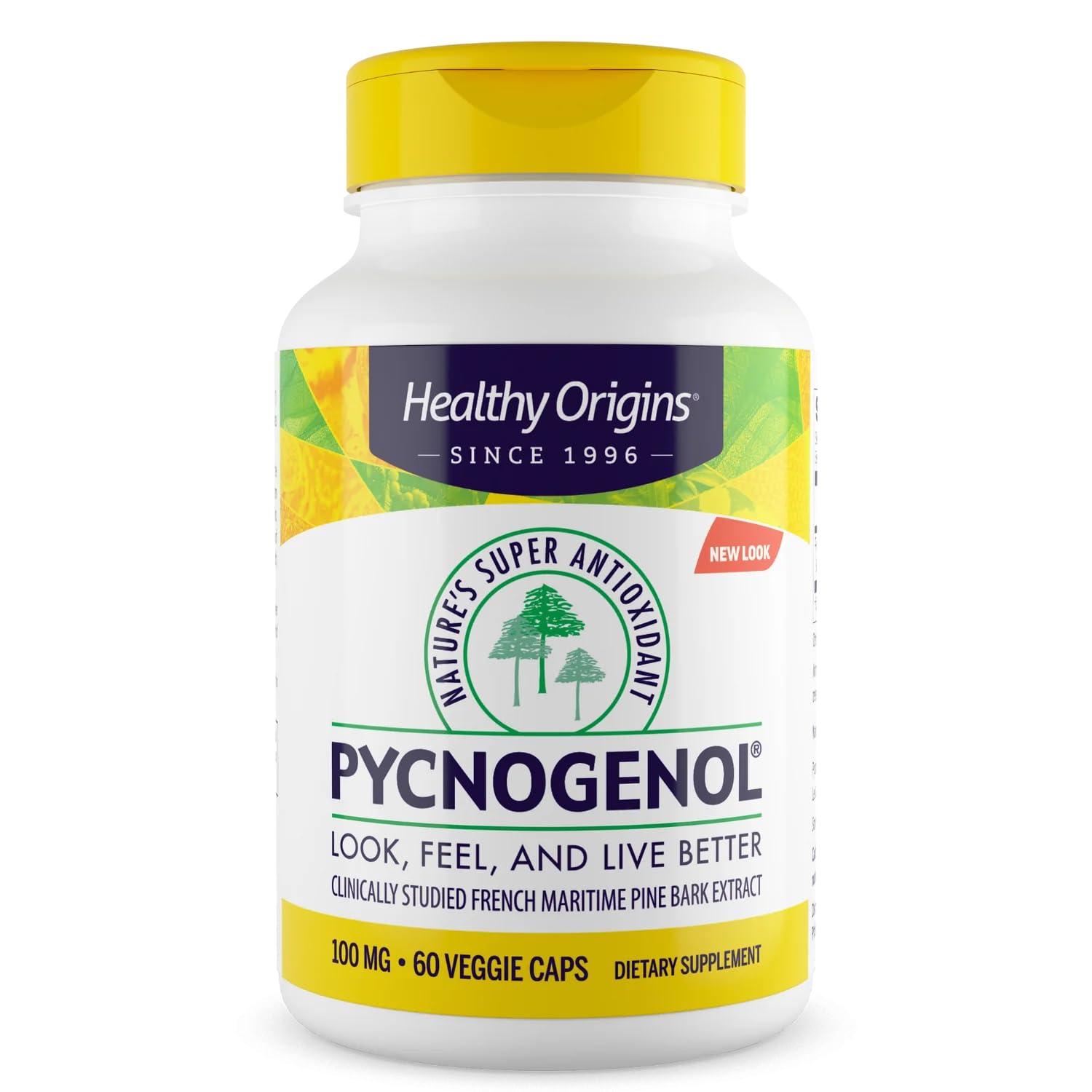 Healthy Origins Pycnogenol 100 mg bottle with 60 veggie caps