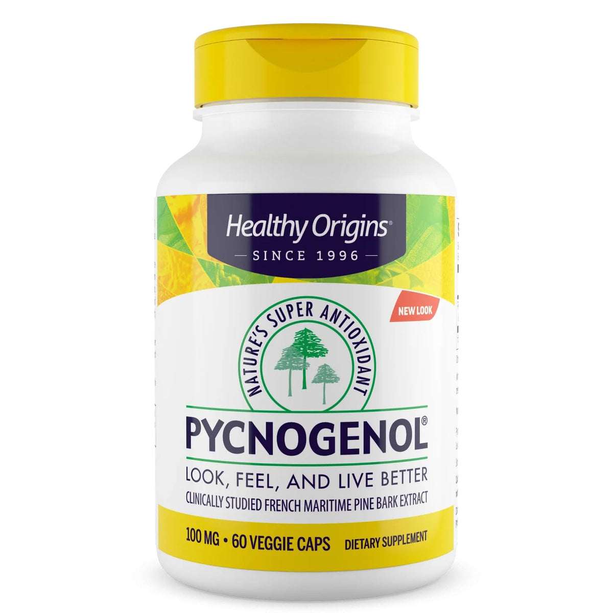 Healthy Origins Pycnogenol 100 mg bottle with 60 veggie caps
