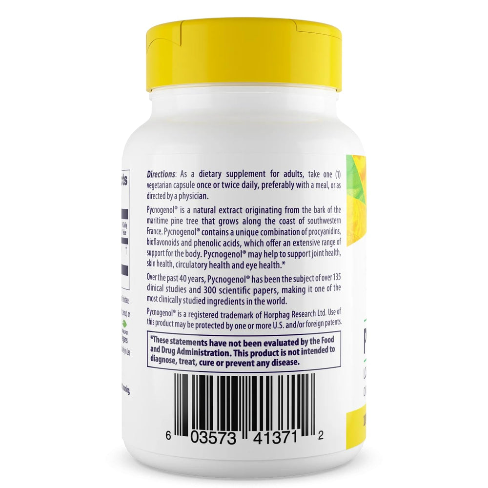 Front label of Pycnogenol 100 mg bottle showing product name