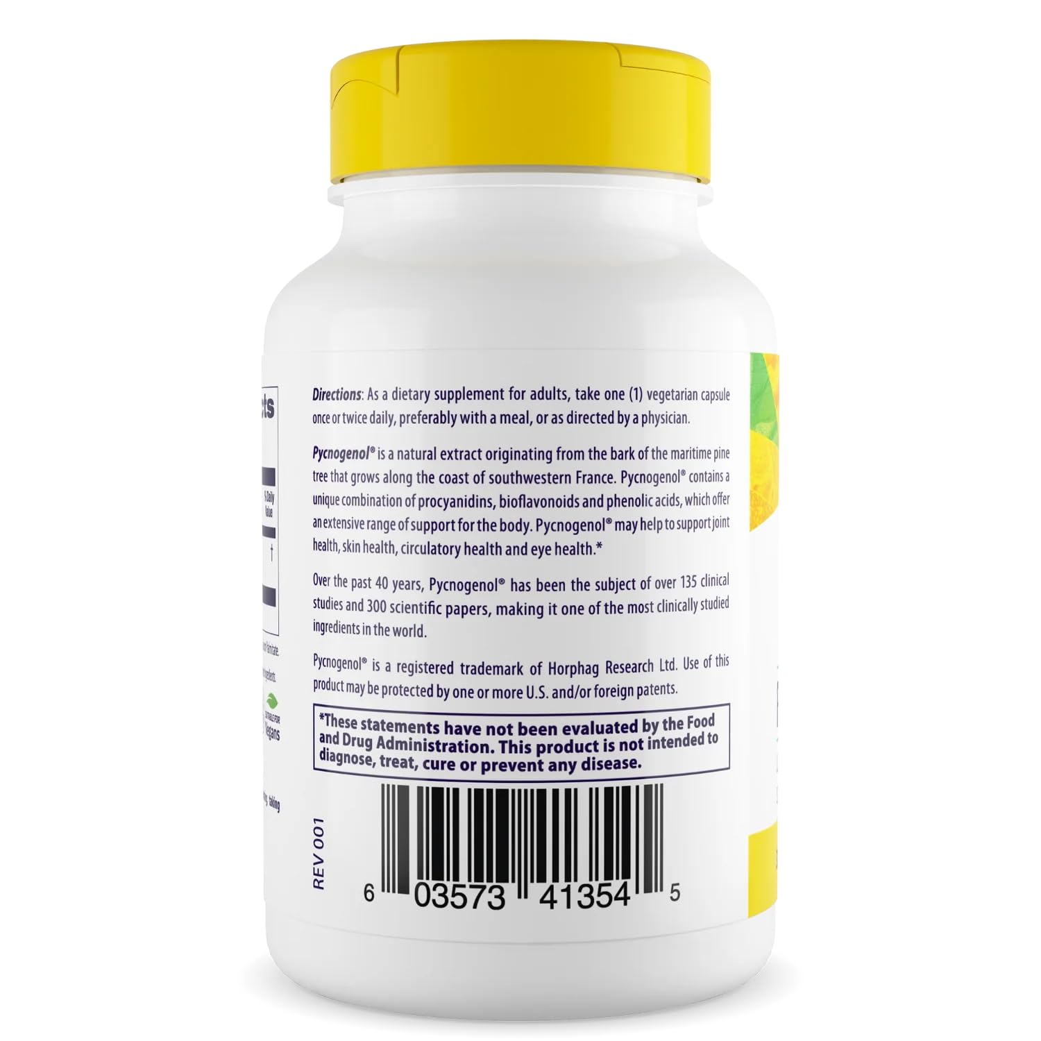 Pycnogenol 30 mg bottle label close-up