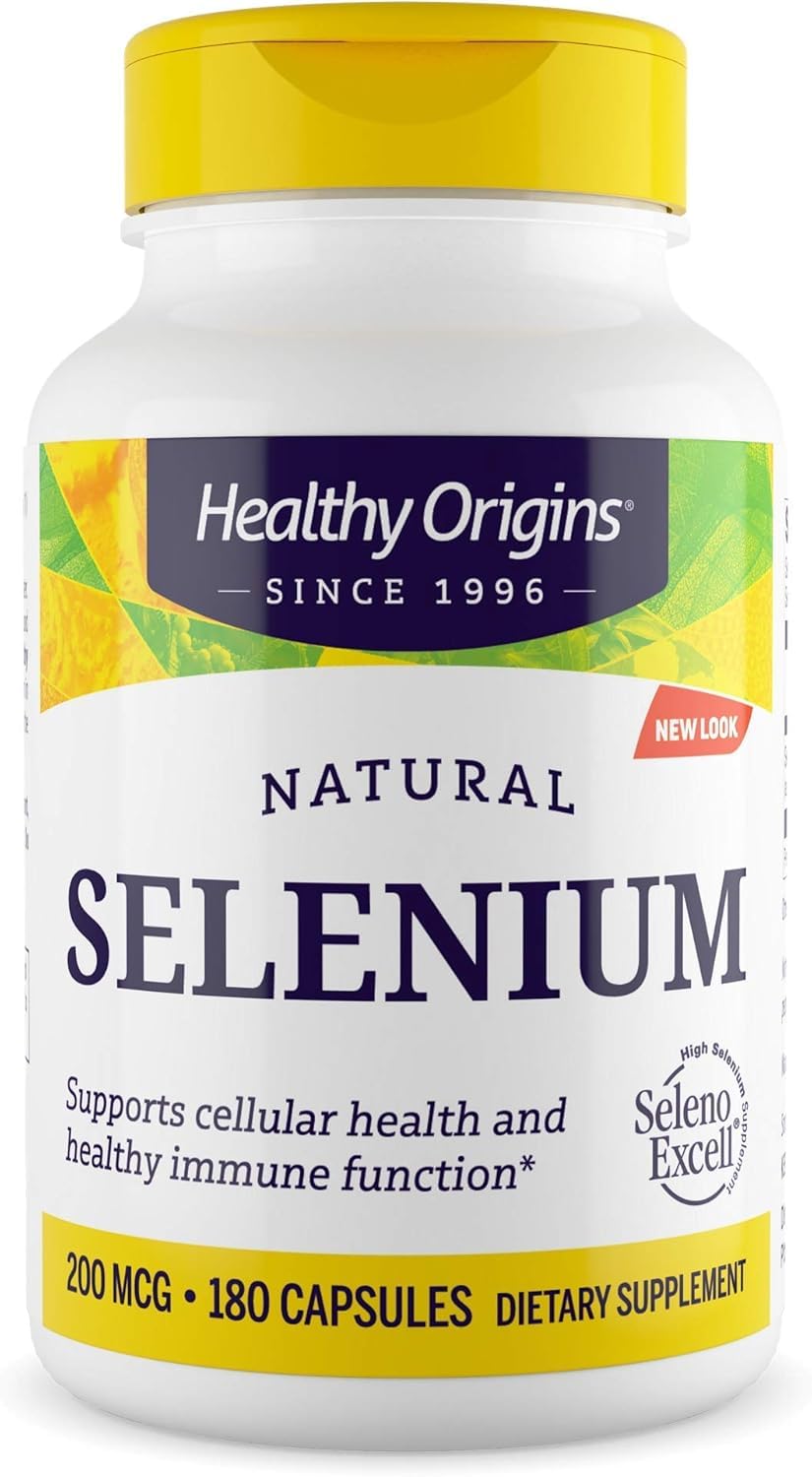 Healthy Origins Selenium 200 mcg bottle with SelenoExcell label
