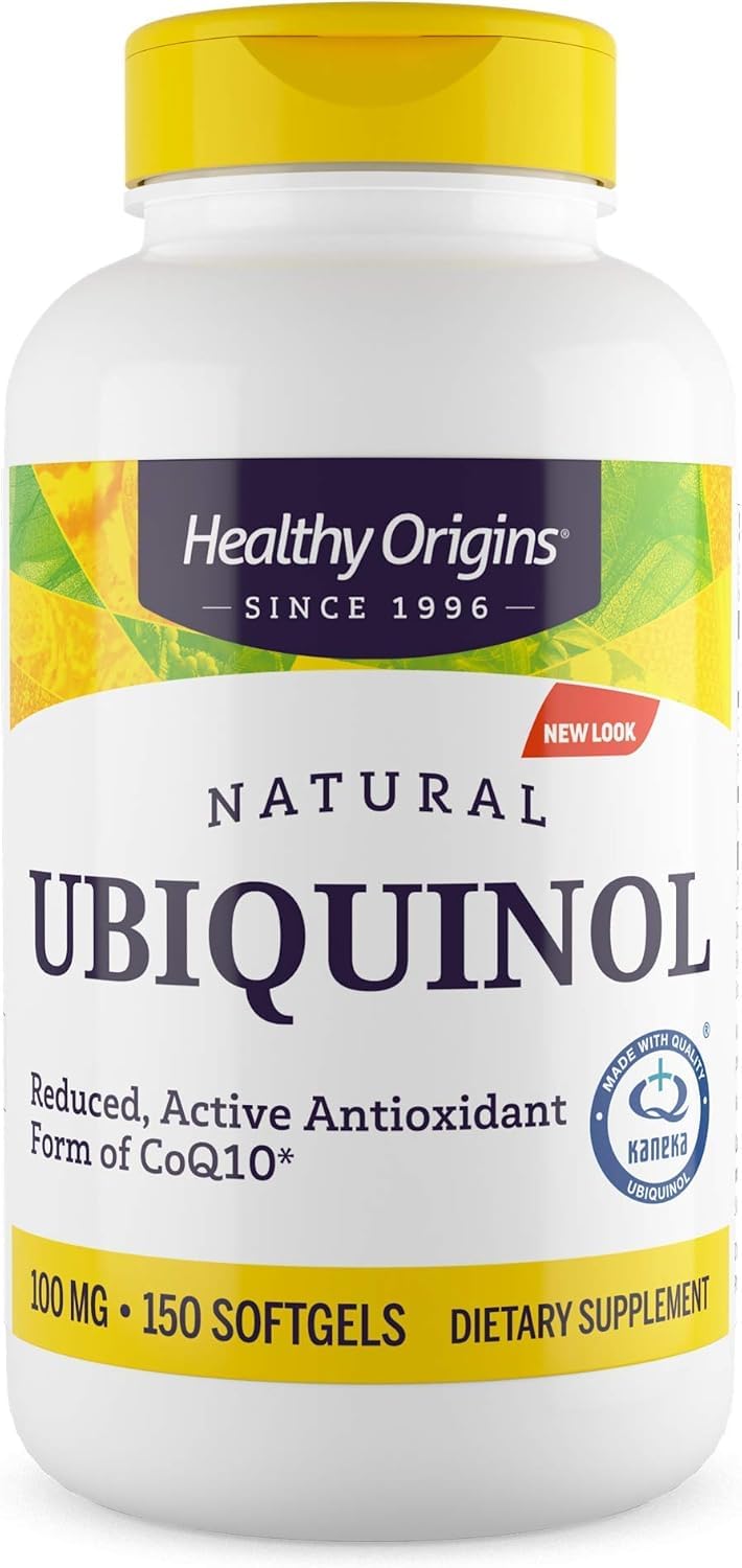 Front view of Healthy Origins Ubiquinol 100 mg bottle