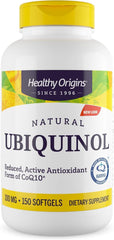 Front view of Healthy Origins Ubiquinol 100 mg bottle