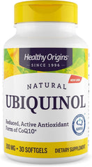 Healthy Origins ubiquinol 300 mg bottle front for heart support and reliability