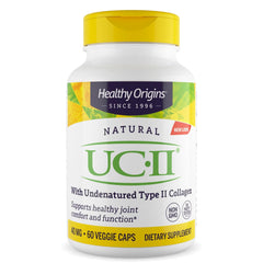Front view of Healthy Origins UC-II 40 mg undenatured Type II collagen bottle
