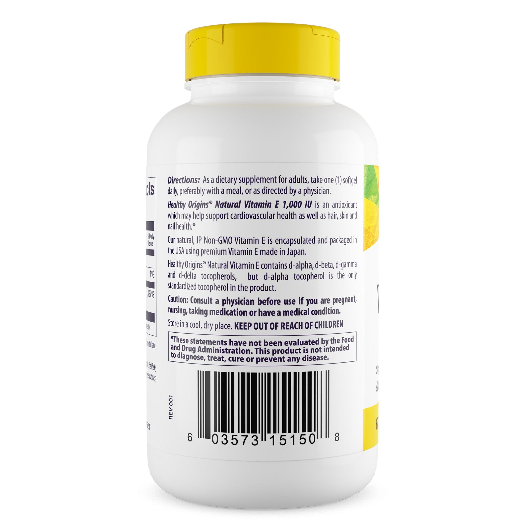 Label highlighting natural mixed tocopherols