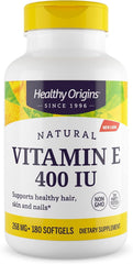 Bottle of Healthy Origins Vitamin E 400 IU with 180 softgels