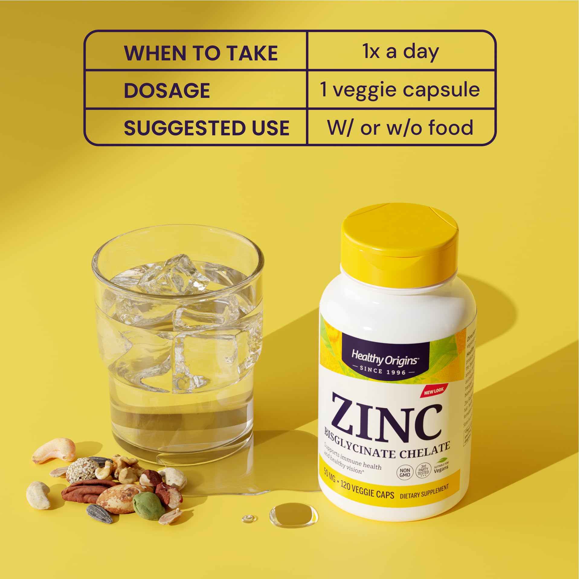 Vegan gluten free non GMO certification icons on bottle