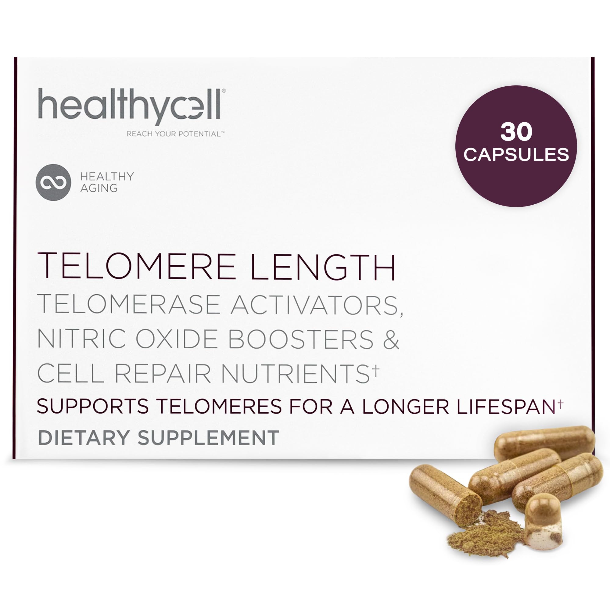 Healthycell Telomere Length Supplement bottle and label