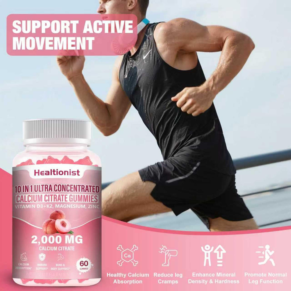 Nutrient-rich gummy with calcium citrate, magnesium, zinc and vitamins