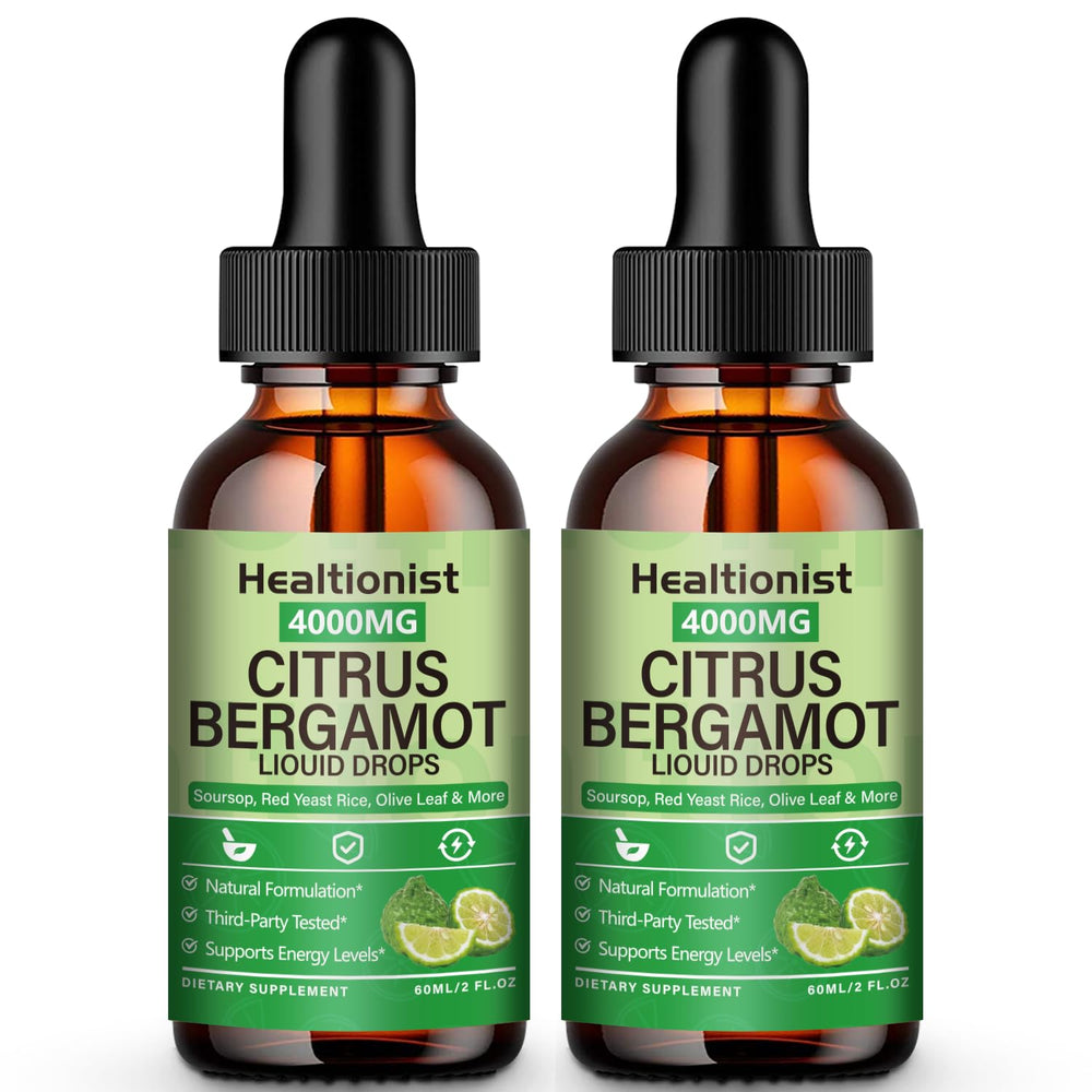Healtionist citrus bergamot liquid drops bottle 4oz ready for convenient daily use.
