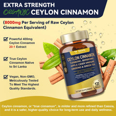 Close-up of cinnamon capsules highlighting heart and brain support