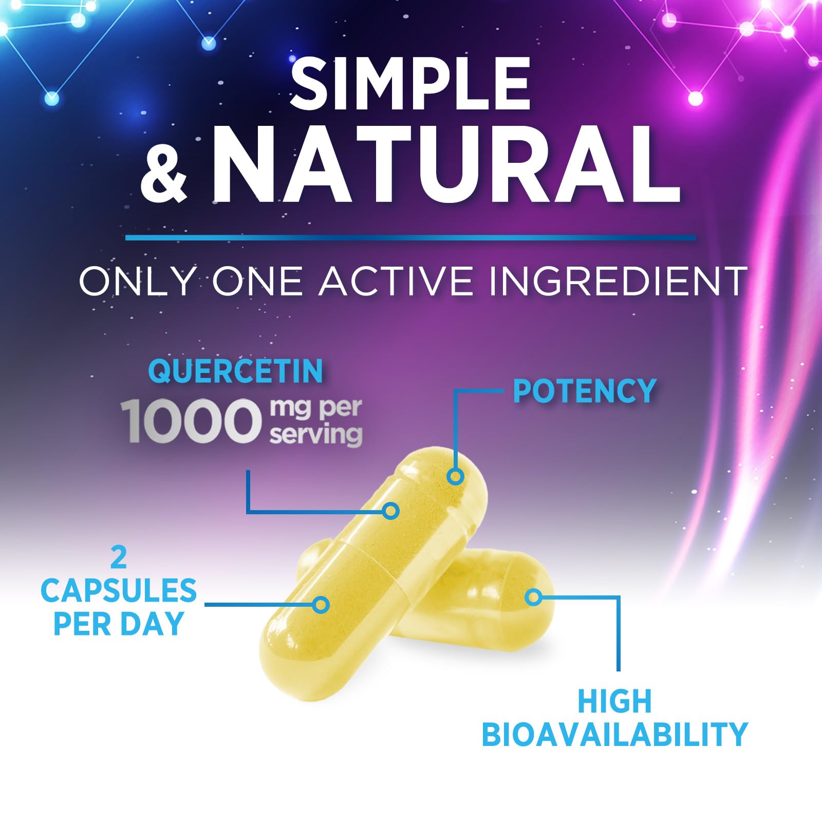 Quercetin capsules supporting heart health and immune system