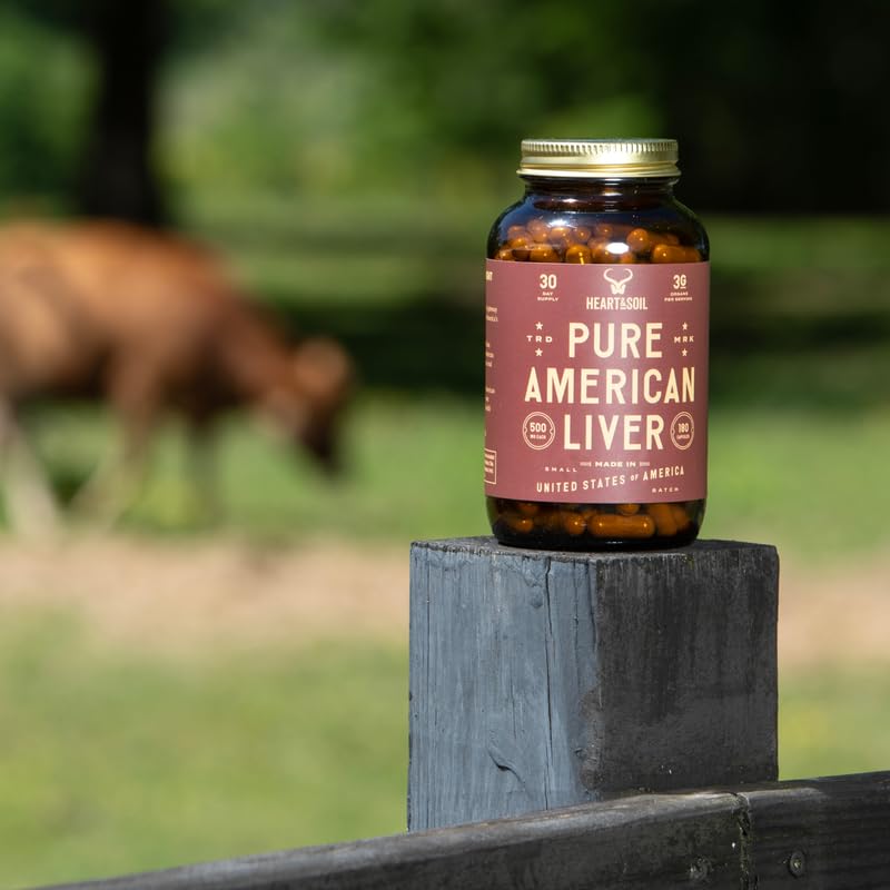 Non-GMO and allergen-free label on HEART & SOIL beef liver supplement