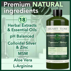 Close-up of nano silver mouthwash with aloe vera and tea tree
