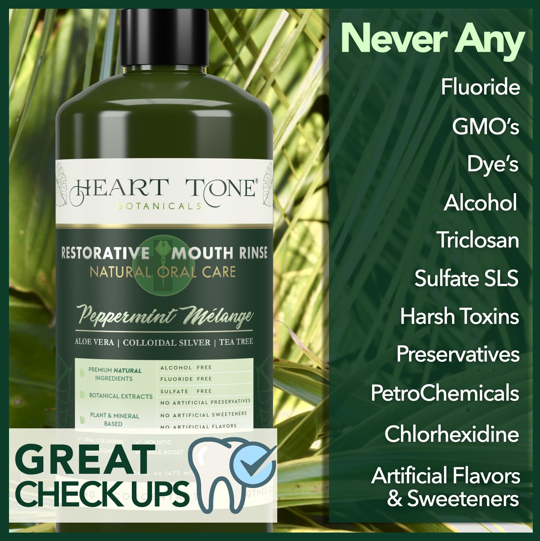 Natural ingredients label featuring xylitol, colloidal silver, and zinc