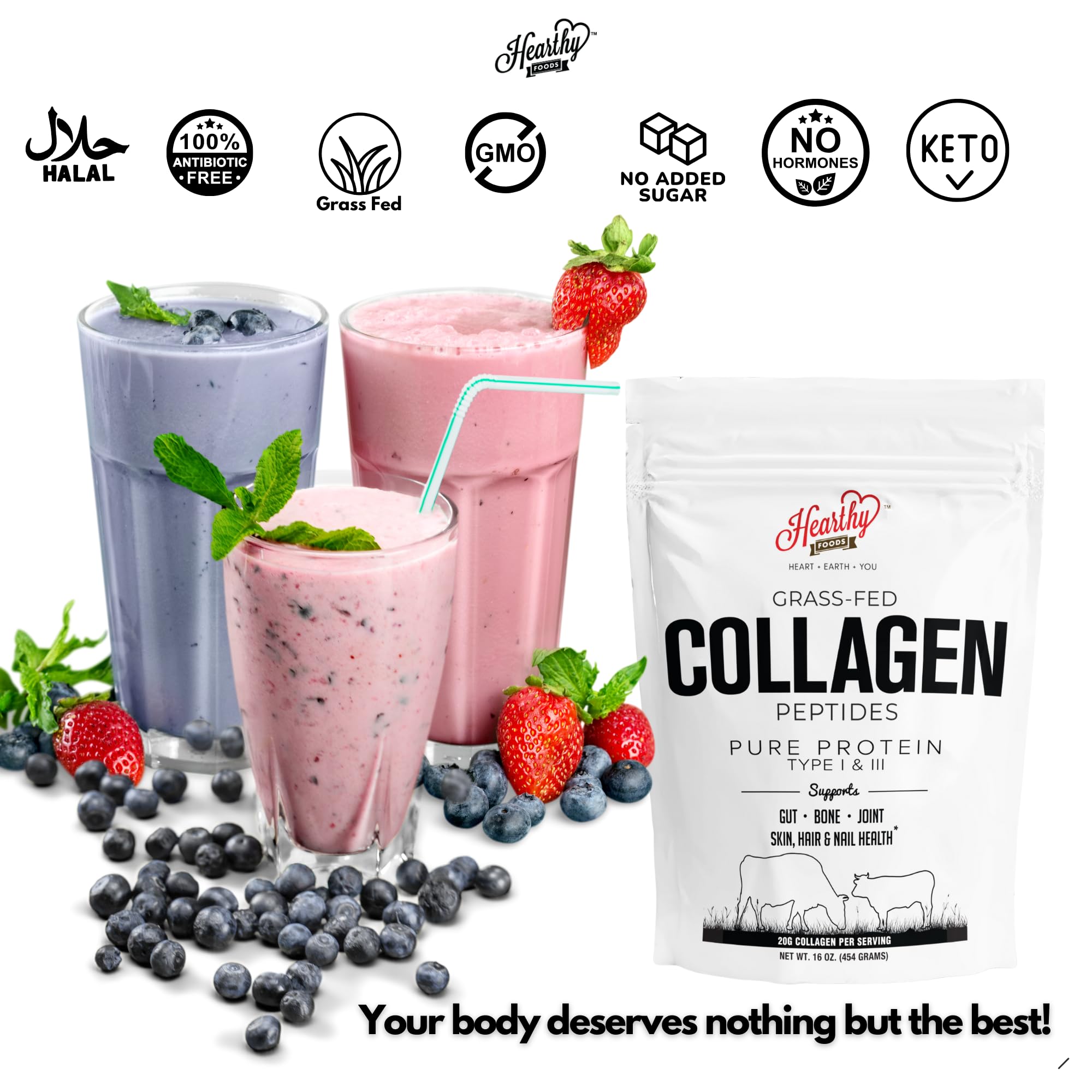 Hydrolyzed collagen peptide powder dissolving in liquid