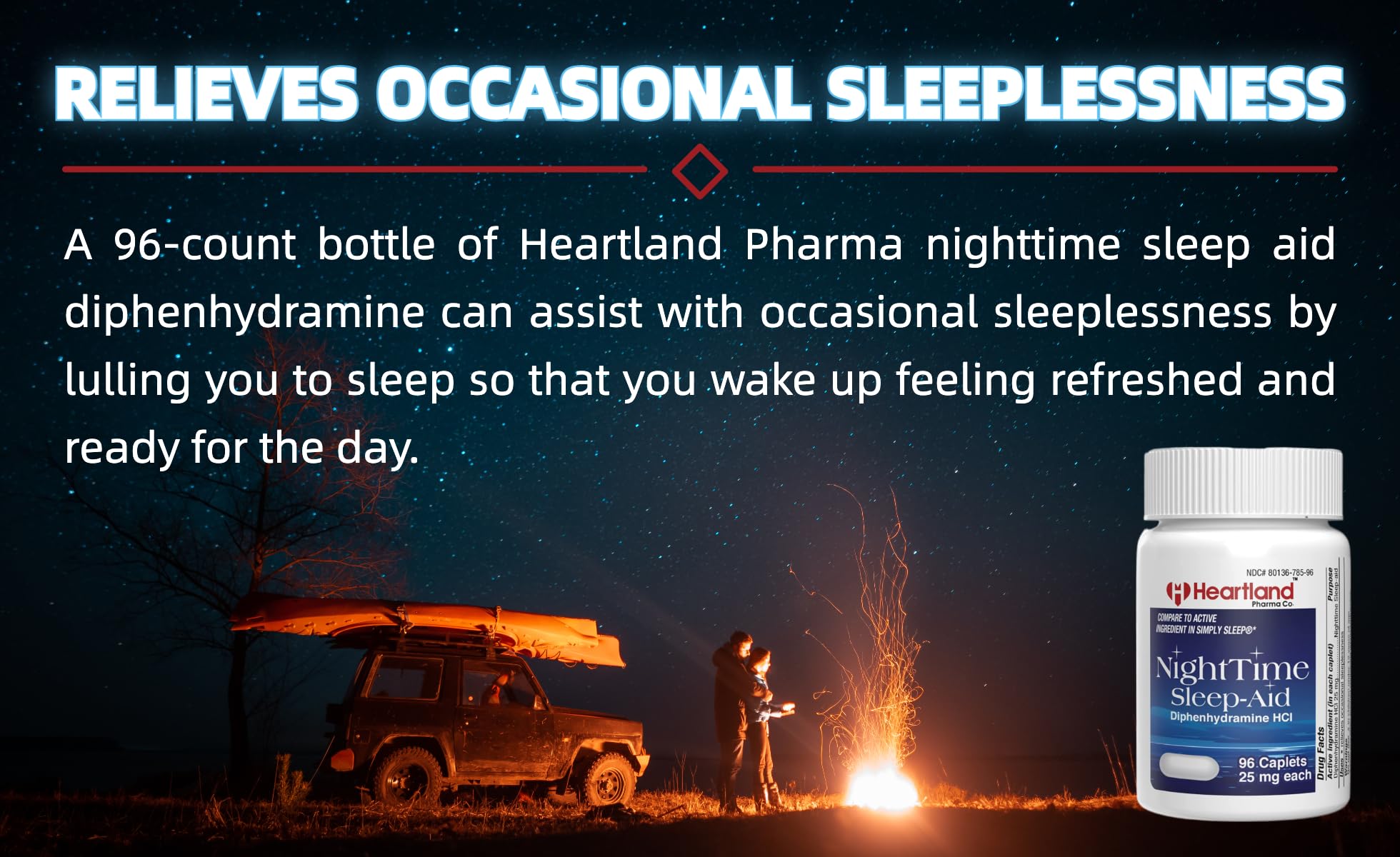 Diphenhydramine sleep aid bottle with cap