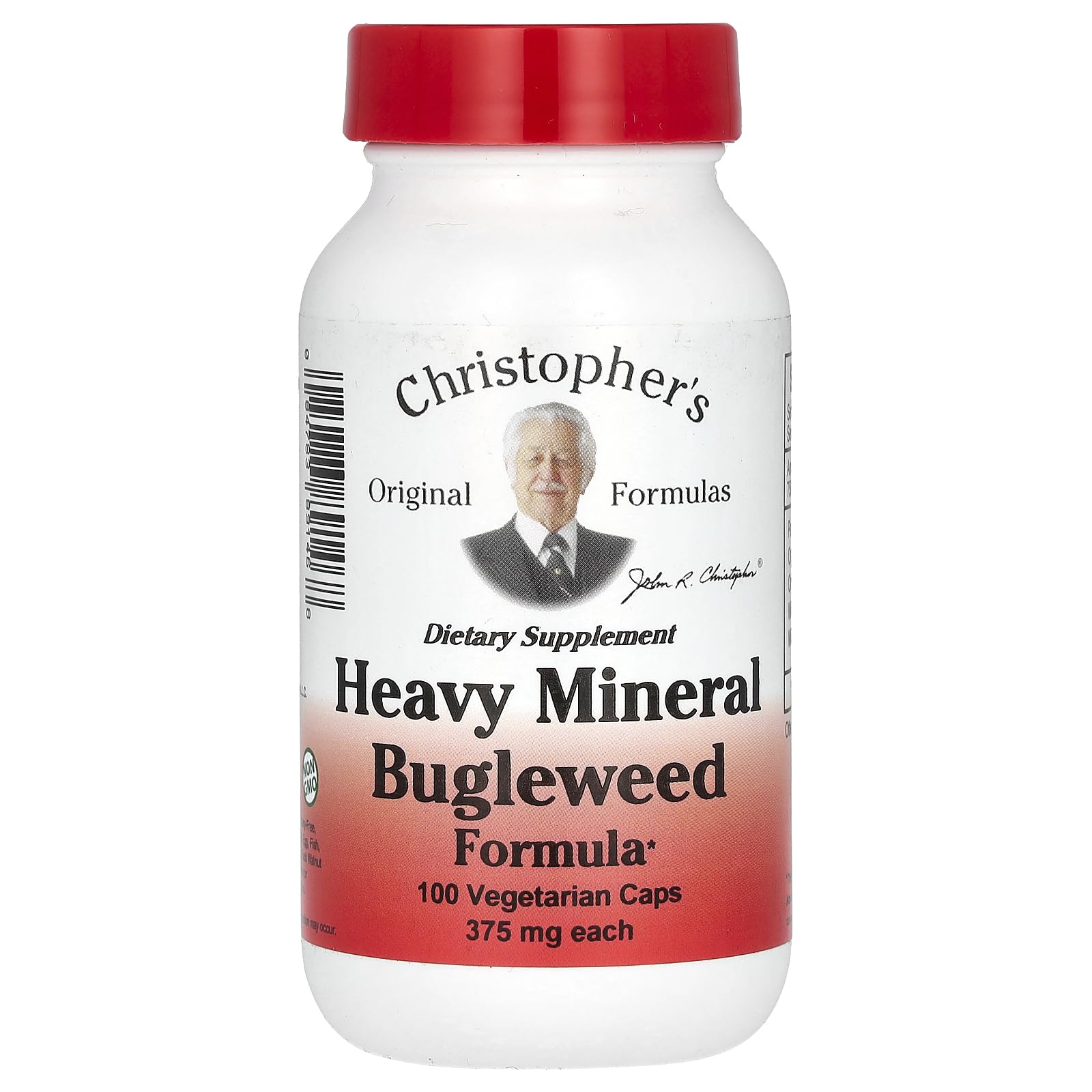 Dr. Christopher's Formulas Heavy Mineral Bugleweed Formula bottle label - 400 mg, 100 capsules