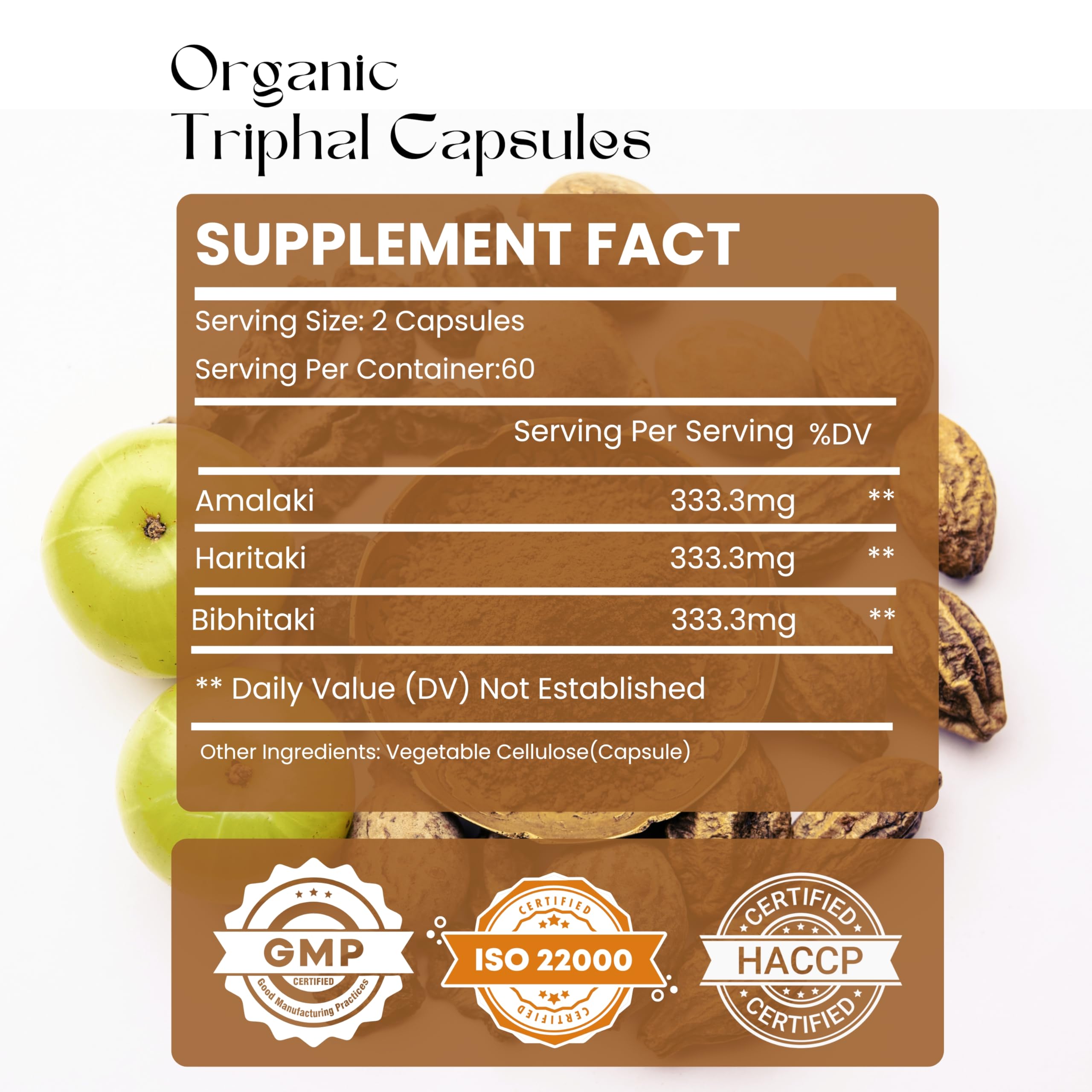 Triphala ingredients Amla Haritaki Bibhitaki illustration