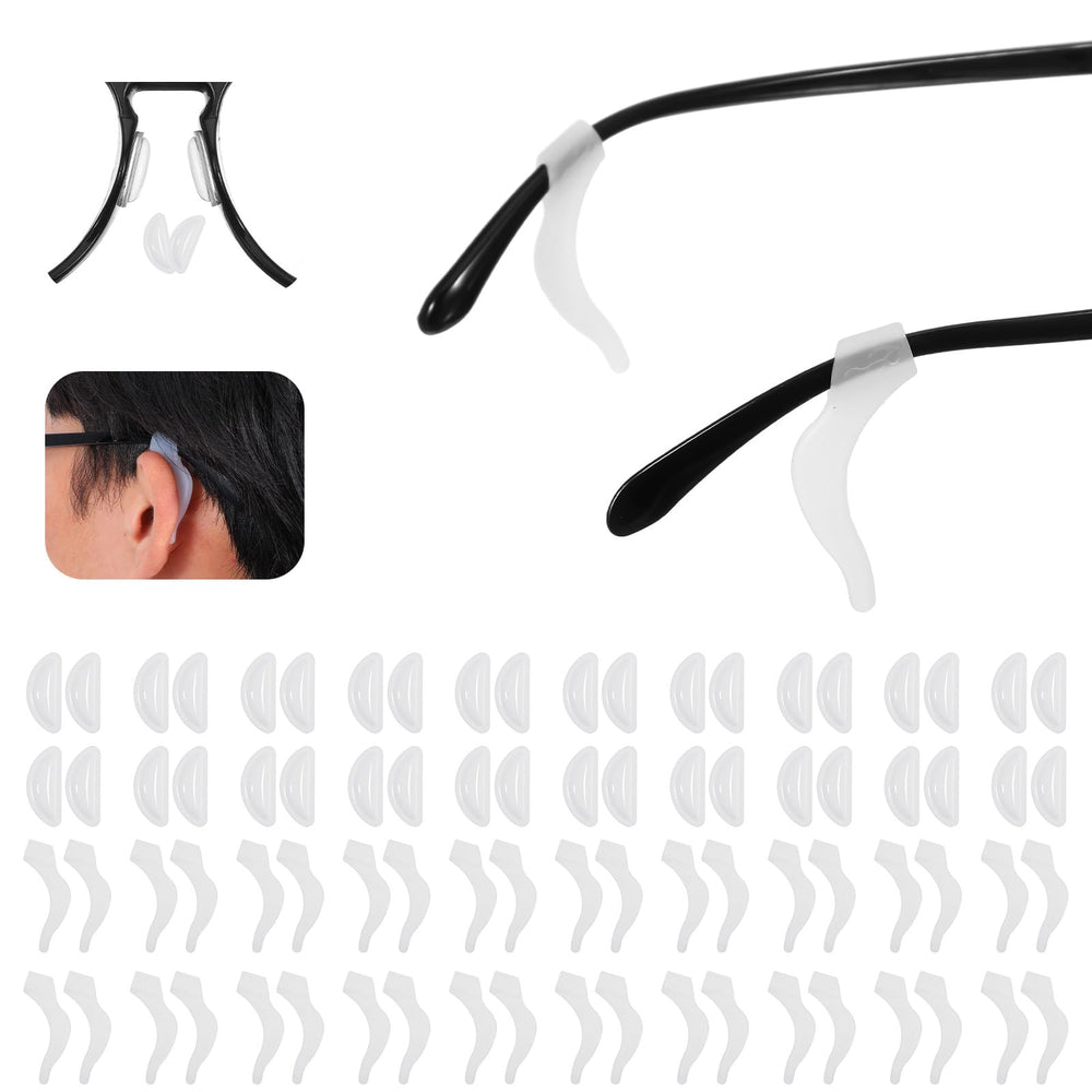 Silicone ear grips attached to eyeglasses temples