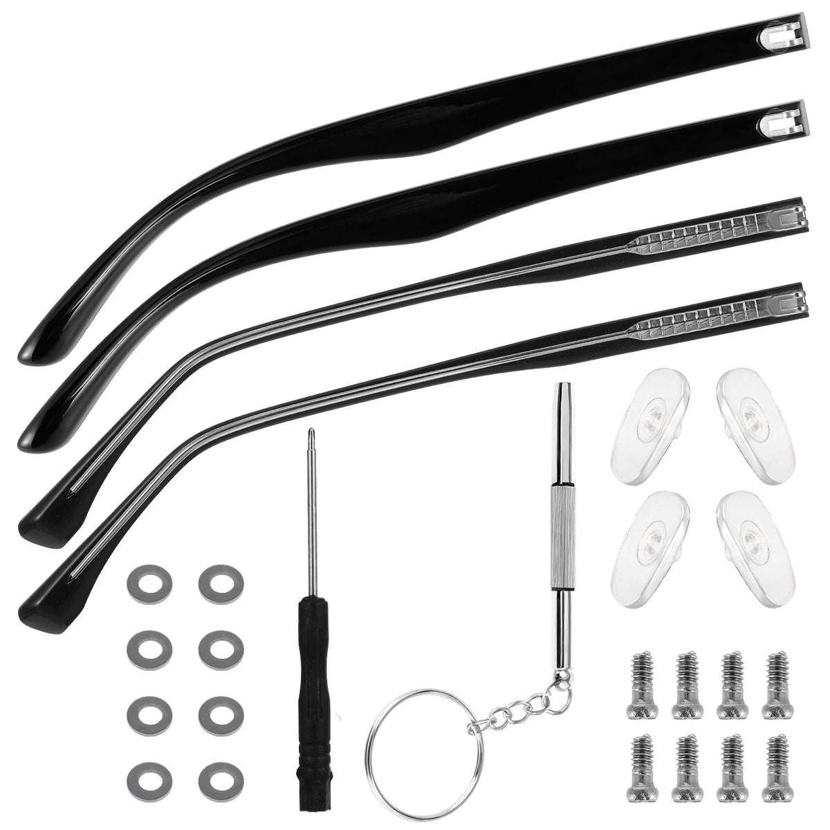 Main image of Heclia glasses arm replacement kit in black TR90.