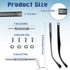 Close-up of replacement arm assemblies with screws, washers, and screwdrivers