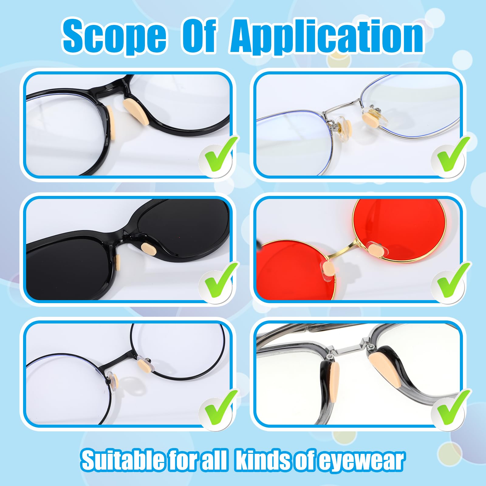Teardrop nose pads 1.1 by 0.8 cm for various frames