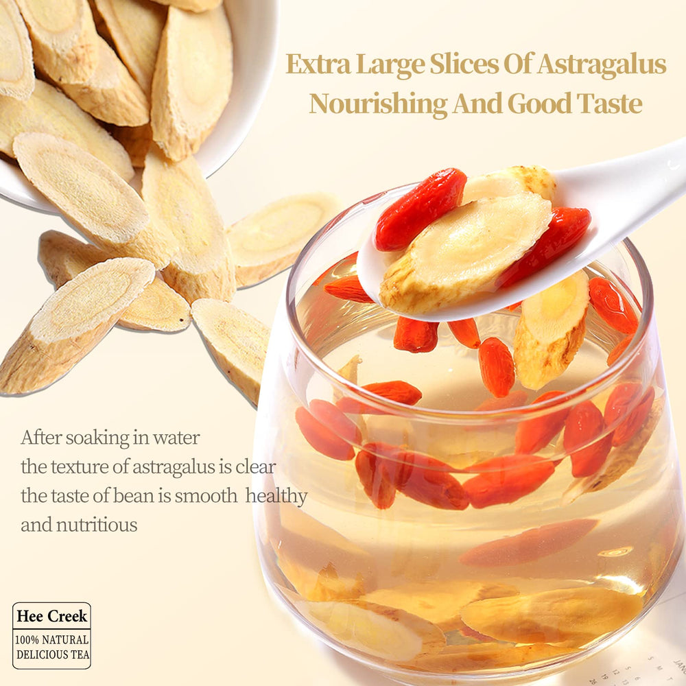 Astragalus root slices arranged for tea brewing