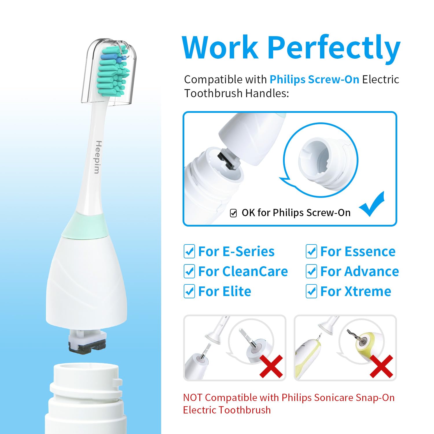 Philips Sonicare screw-on compatible replacement heads for Advance and other models