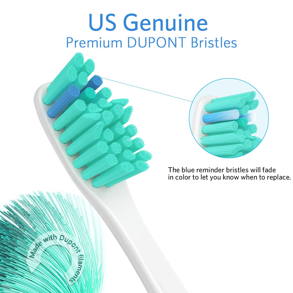 Screw-on compatible replacement heads with indicator bristles for Philips Sonicare