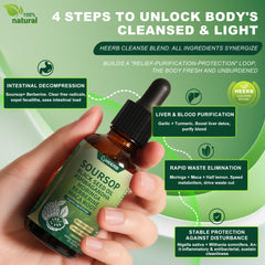 Close-up of ingredients: graviola leaf and fruit extracts with black seed oil