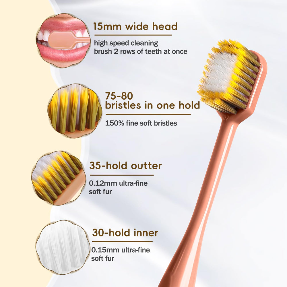Heiana extra-soft toothbrushes wide-head set color option 2