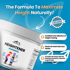 Heightener Gummies nutrition facts panel