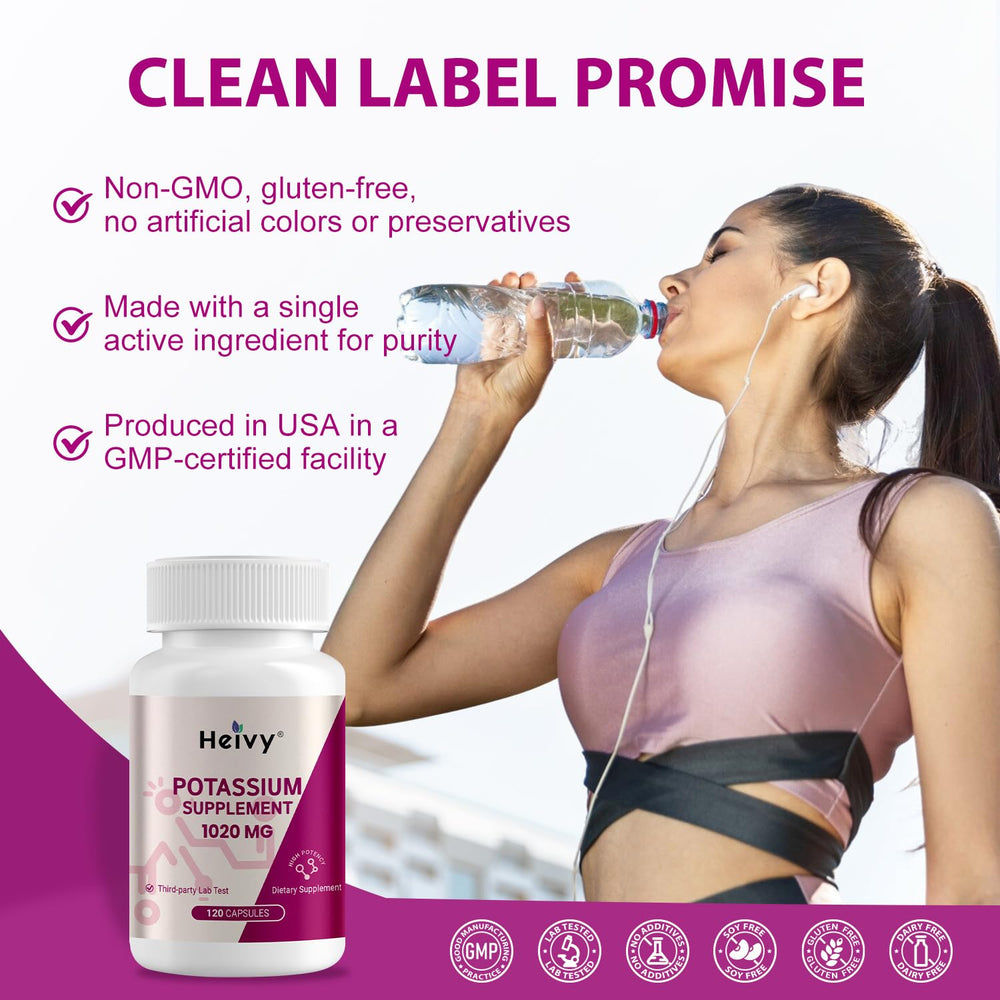 Two 1020 mg potassium capsules from the Heivy supplement