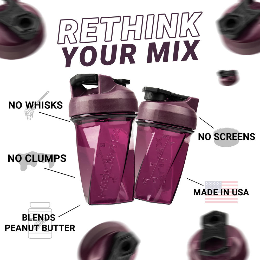 Helimix shaker shows measurement marks for precise portions.
