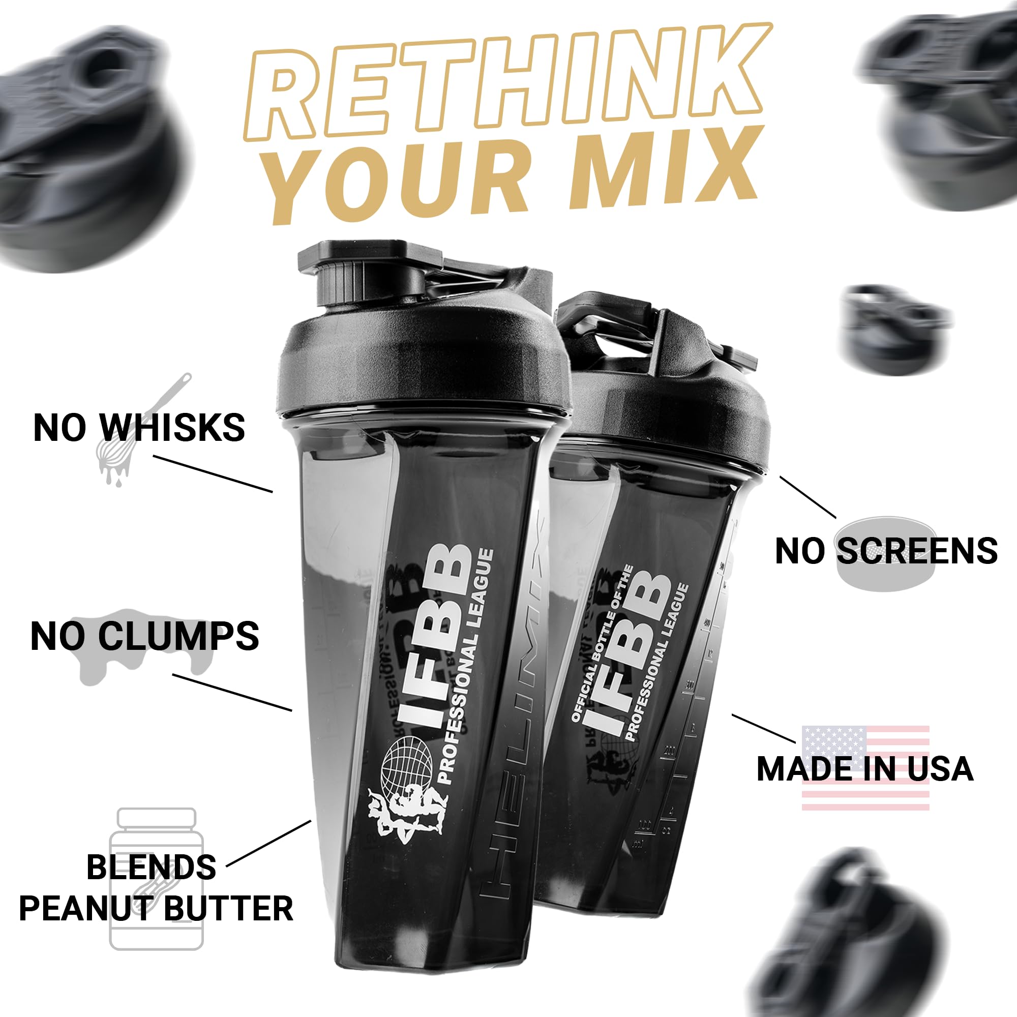 Helimix 2.0 shaker bottle with no blending ball design