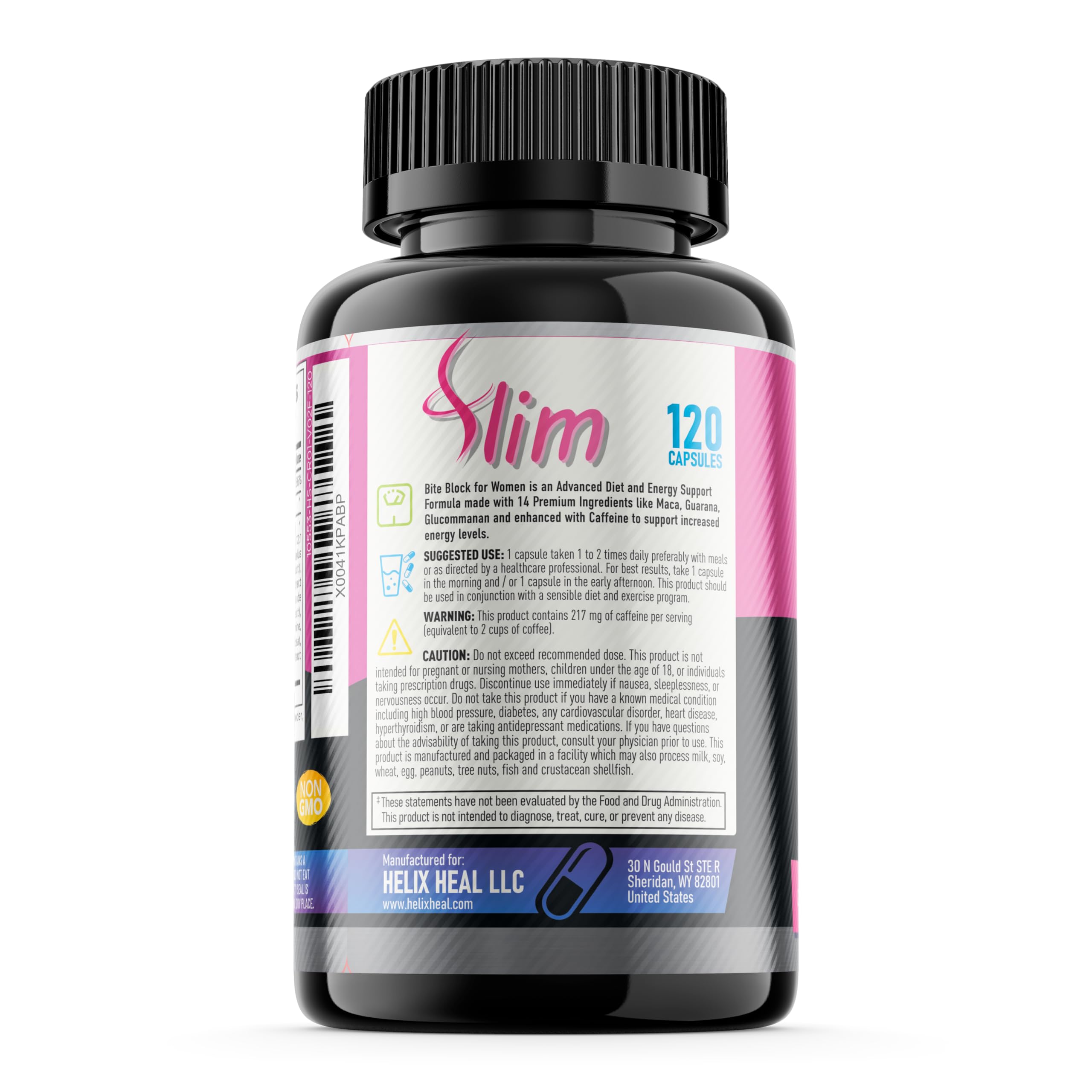 Helix Heal bloating relief digestive-support capsules suggesting looser waist comfort.