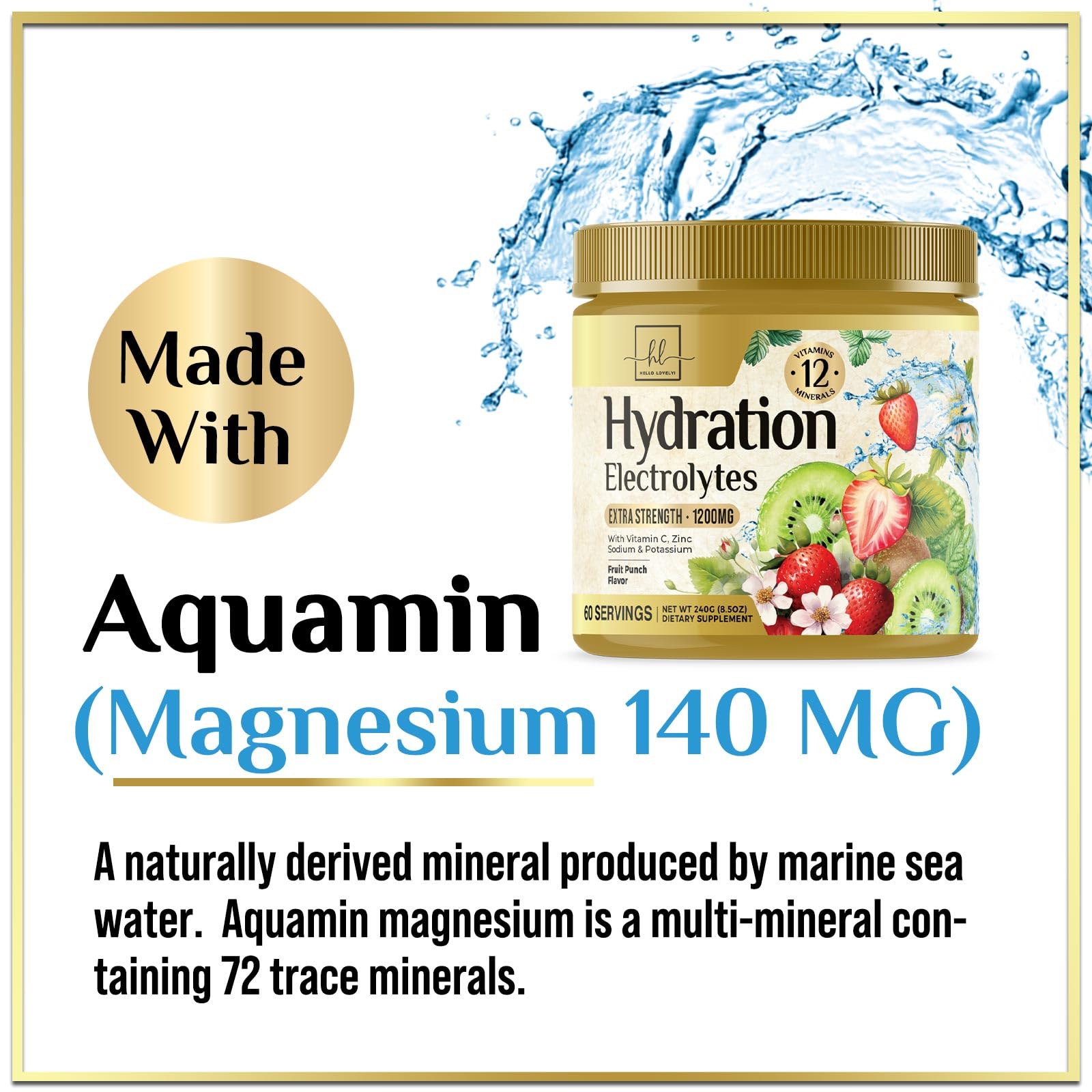 Hello Lovely Hydration pour into a glass with vibrant fruit-punch flavor