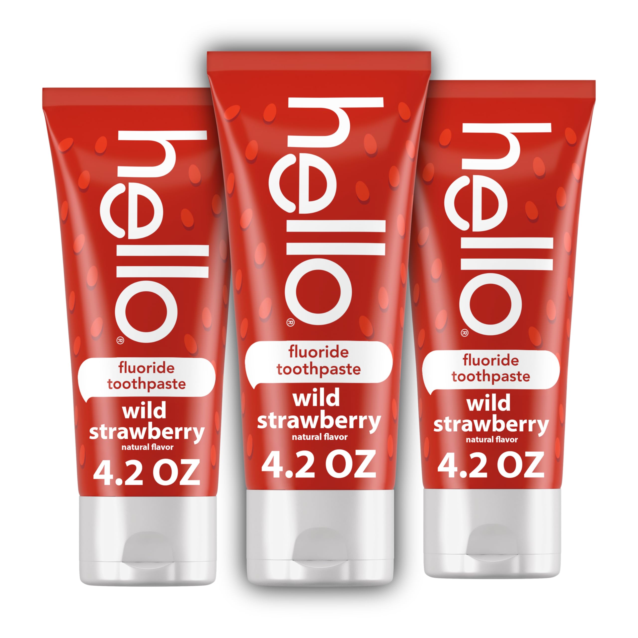 Three 4.2 oz tubes of Hello Wild Strawberry Kids Toothpaste with Fluoride