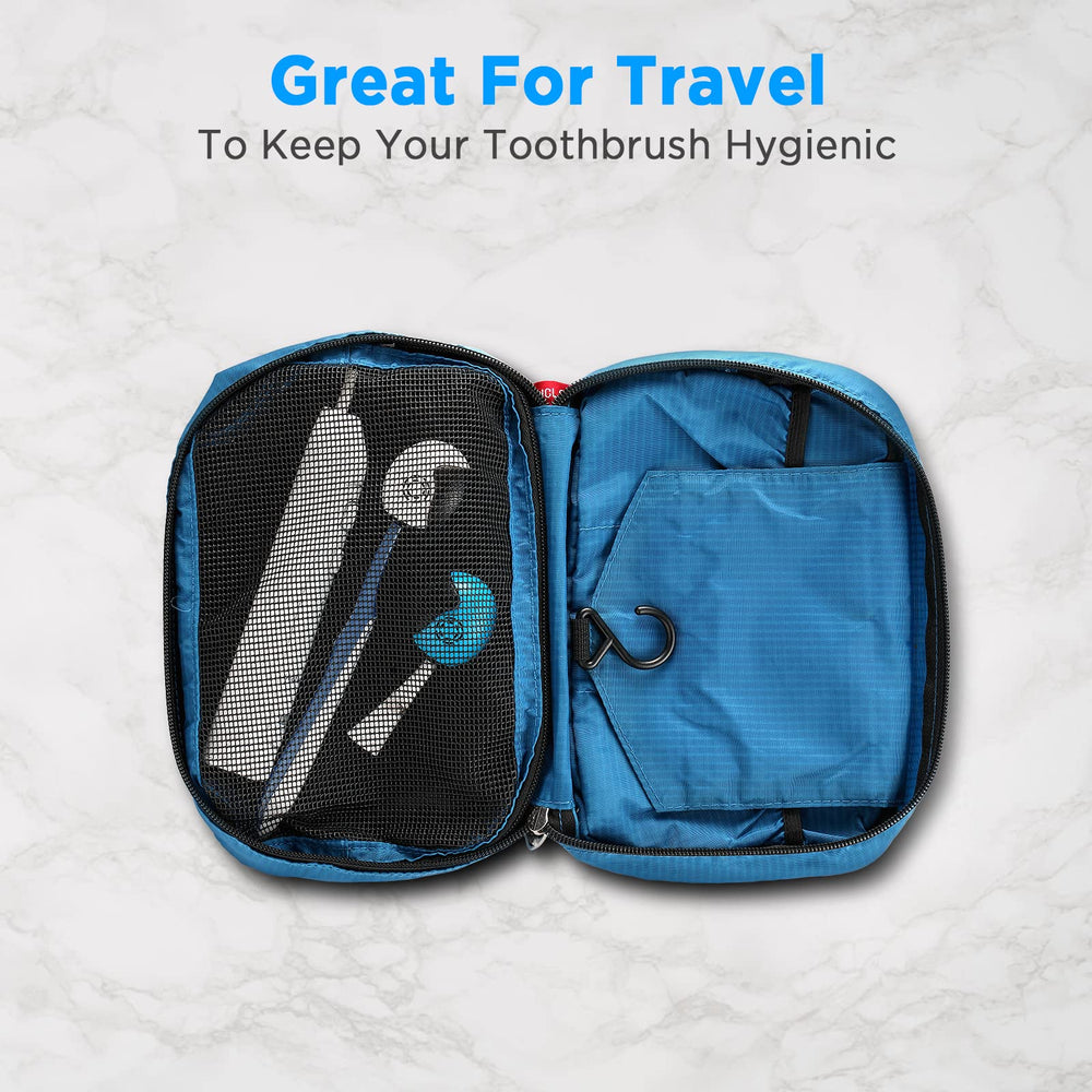 Helmet toothbrush covers in use during travel or in bathroom