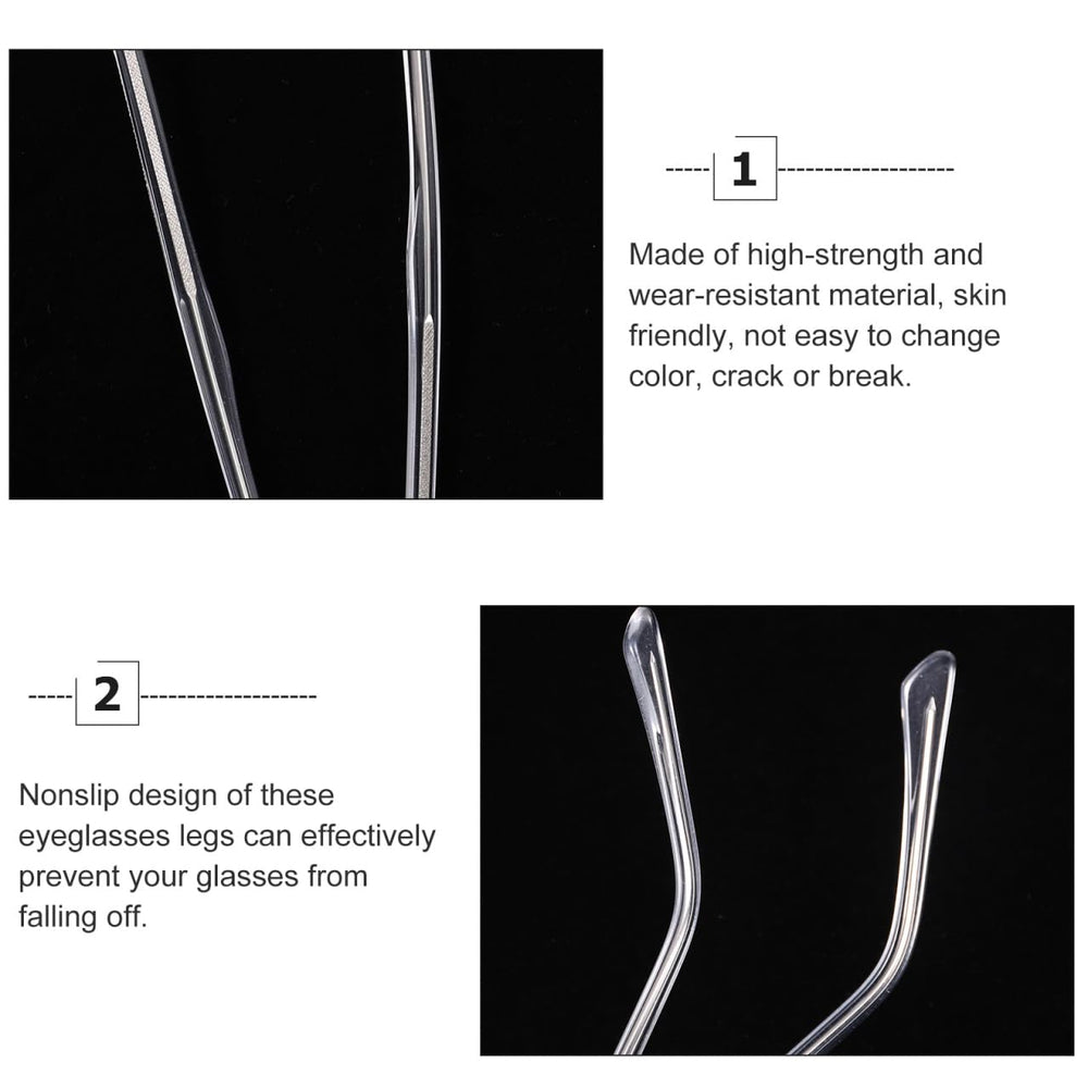 Transparent replacement arms mounted on eyeglasses
